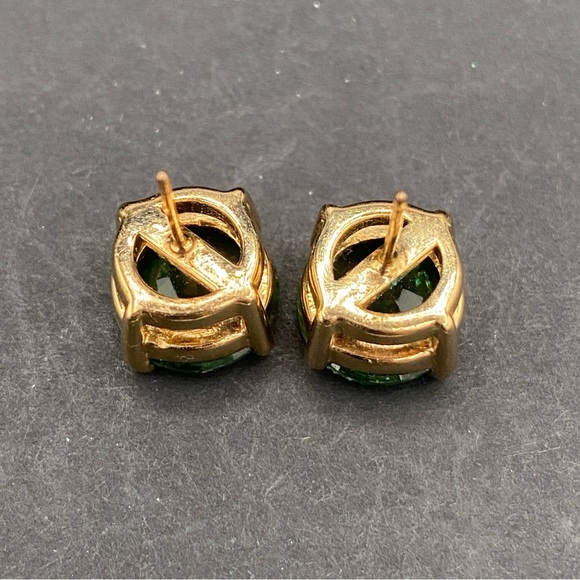 Green Peridot Colored Glass Stud Earrings - Picture 6 of 8